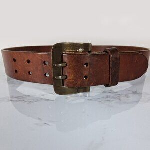 Rugged Brown Genuine Leather Double Hole Belt Made in Italy LINDBERG Size 30